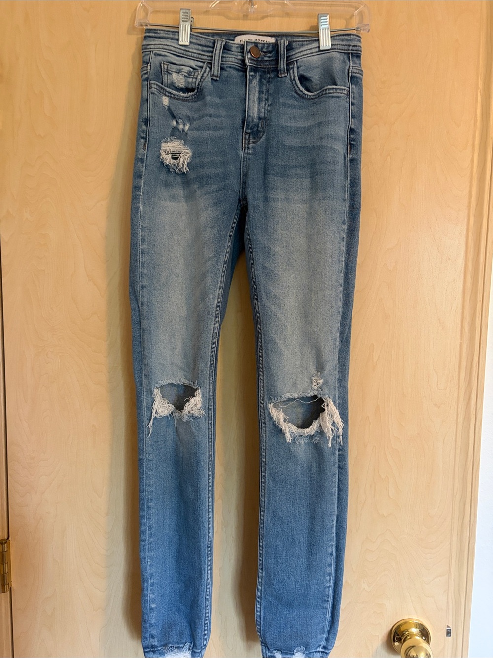 Flying Monkey Light Blue Distressed Skinny Jeans